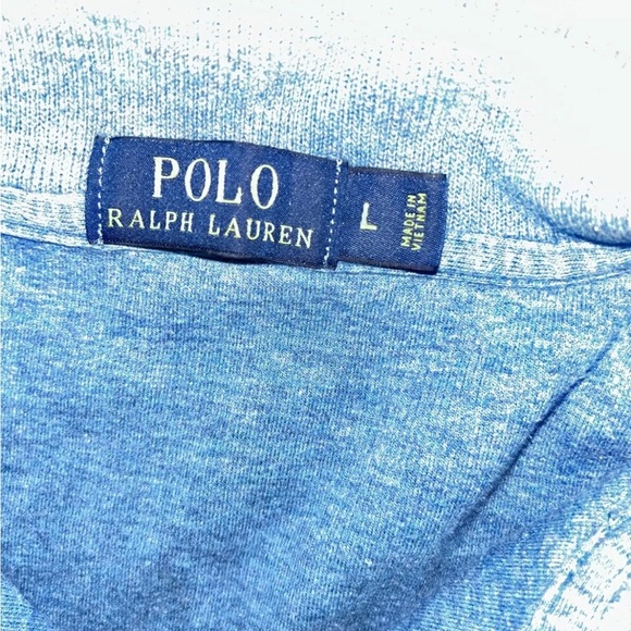 Men's Polo Ralph Lauren Blue 100% Cotton Knit 1/4 Zip Sweater Large sku033 - Picture 6 of 6